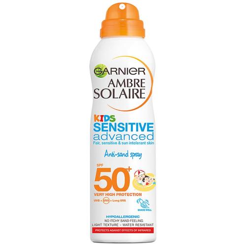 Garnier Ambre Solaire Kids Sensitive Advanced Anti-Sand Spray Spf50 Παιδικό Αντηλιακό Πολύ Υψηλής Προστασίας, Κατάλληλο για Ευαίσθητες Επιδερμίδες 200ml